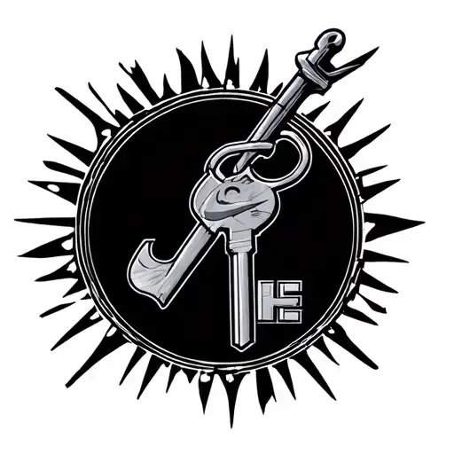 nike symbol and key symbolizing tattoo design idea