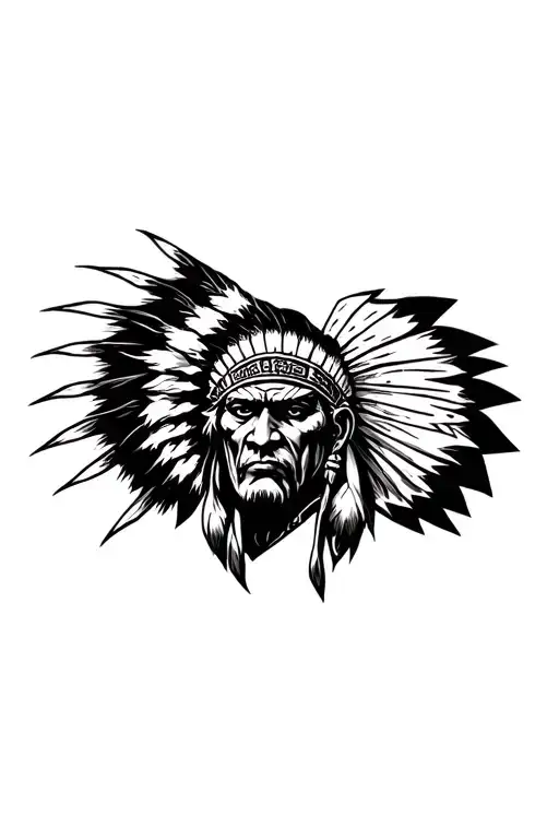 indian warrior head tattoo holding tattoo design idea