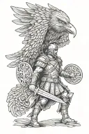 romans soldier and eagle tattoo design idea