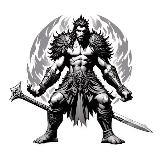 Gods Warrior tattoo design idea