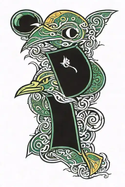Oregon ducks logo combined with elements tattoo design idea