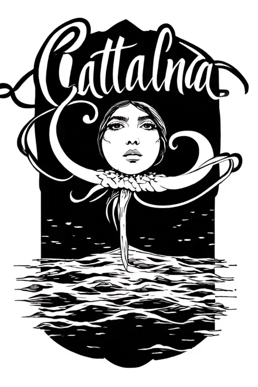 Catalina name written tattoo design idea