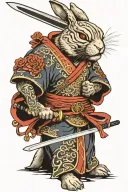 rabbit warrior wielding a sword tattoo design idea