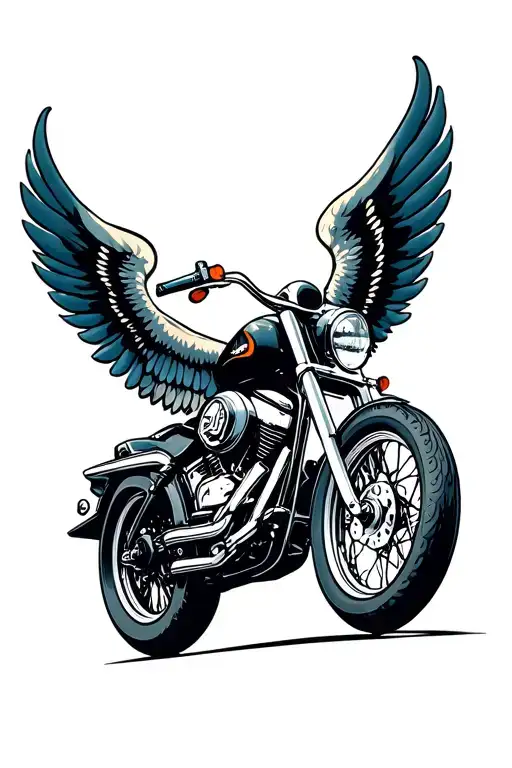 “MOTOR” MOTOR CYCLE. TATTOO MOTORCYCLE WHEEL AND WINGS backwards fast movement tattoo design idea
