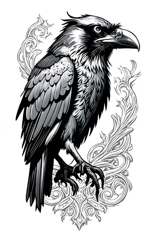 angry raven tattoo design idea
