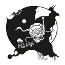 thin line tattoo with strange and weird object and the text "it is what it is" tattoo design idea