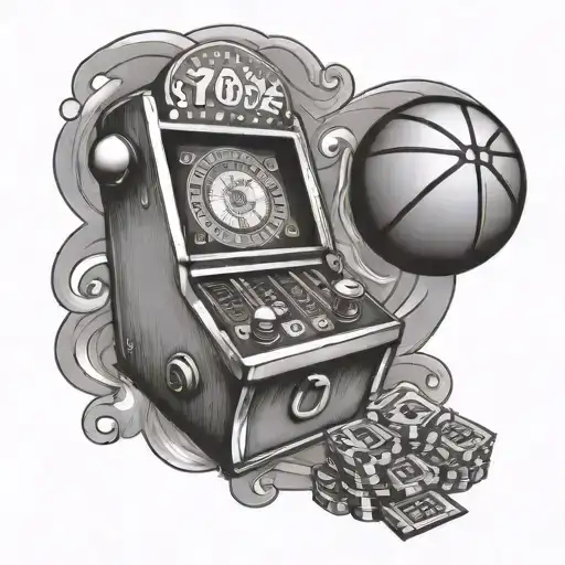 basketball and casino slot machine tattoo design idea
