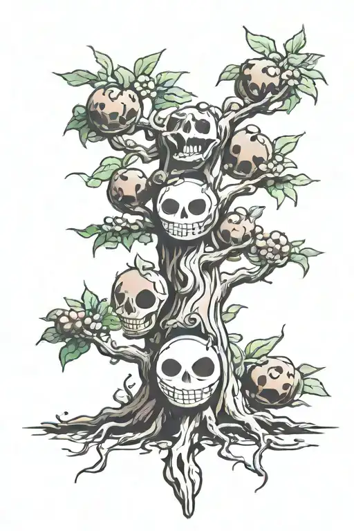 one piece devil fruit tree growing tattoo design idea