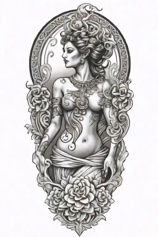 fortuna goddess sexy fit tattoo design idea