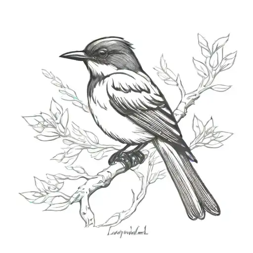 willy wagtail no shading fine line white  tattoo design idea