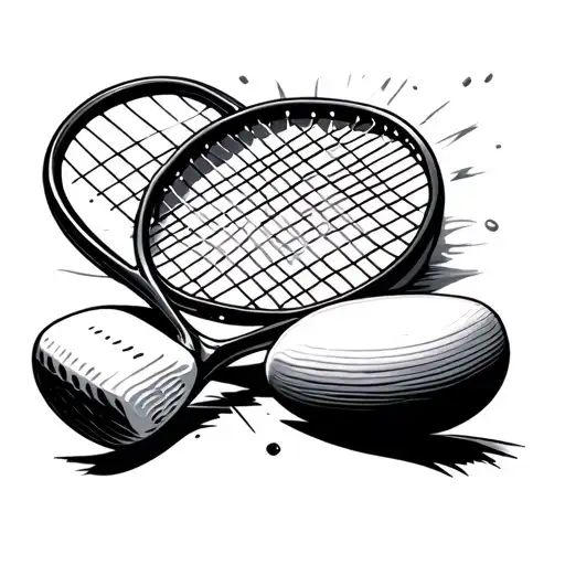 tennis racket and golf club tattoo design idea