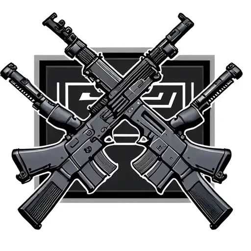 ar 15 rifles crossed with Chevy logo incorporated tattoo design idea