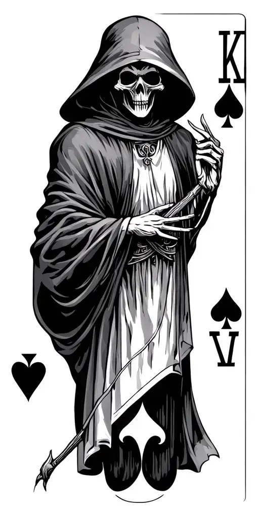 grim reaper with ace of spades playing card tattoo design idea
