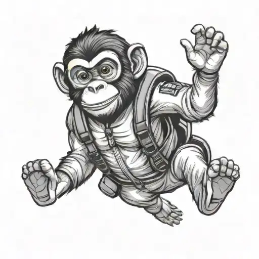 skydiving monkey holding tattoo design idea