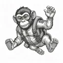 skydiving monkey holding tattoo design idea