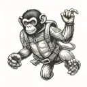 skydiving monkey holding tattoo design idea