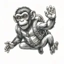 skydiving monkey holding tattoo design idea