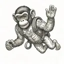 skydiving monkey holding tattoo design idea