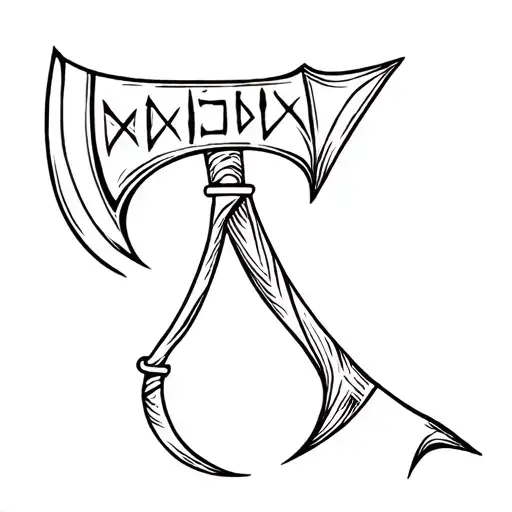 Viking Axe binding runes tattoo design idea