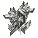 opposite two wolf's heads one angry black second white quiet tattoo design idea