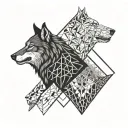 opposite two wolf's heads one angry black second white quiet tattoo design idea