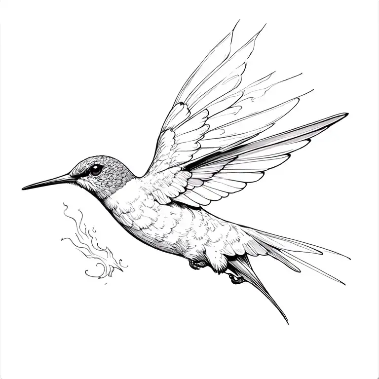 Humming bird rising from ashes tattoo design idea