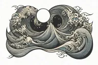 moon ocean wave tattoo design idea