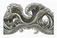 moon ocean wave tattoo design idea