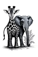 geometric, symbolising our marriage giraffe and and elephant tattoo design idea
