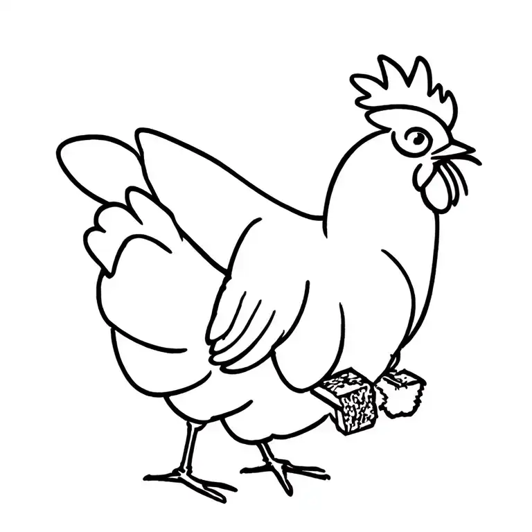 Rooster eating musubi tattoo design idea