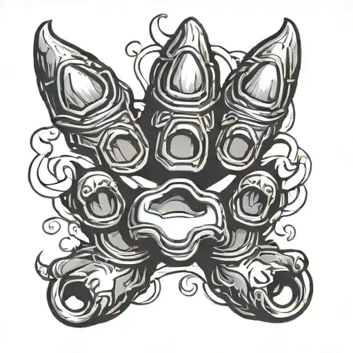 brass knuckles in the form of a cat's paw tattoo design idea