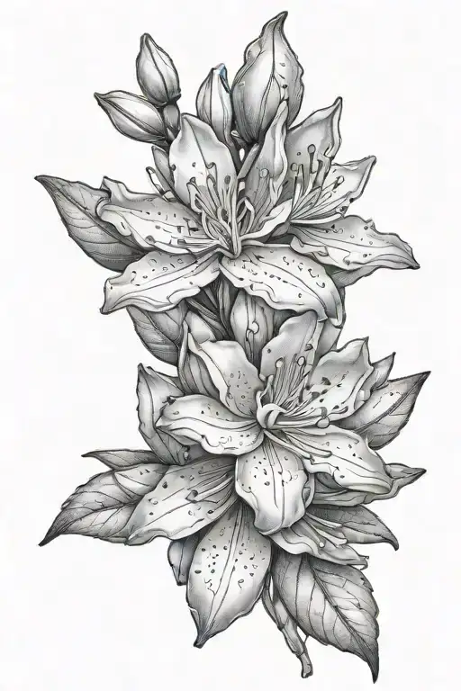morning dew drop on rhododendron flower tattoo design idea
