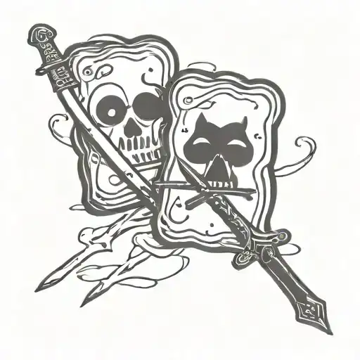 Demonic toast with a sword and the three musketeers tattoo design idea