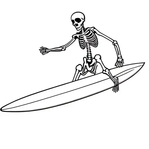 surfing skeleton tattoo design idea
