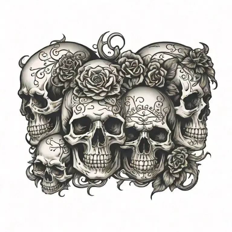 skulls memento mori text tattoo design idea
