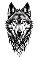 wolf face surrounded tattoo design idea