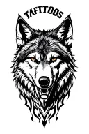 wolf face surrounded tattoo design idea