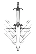 Sword with geometric triangles overlapping bottom of blade  tattoo design idea