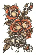 18 wheeler roses tattoo design idea