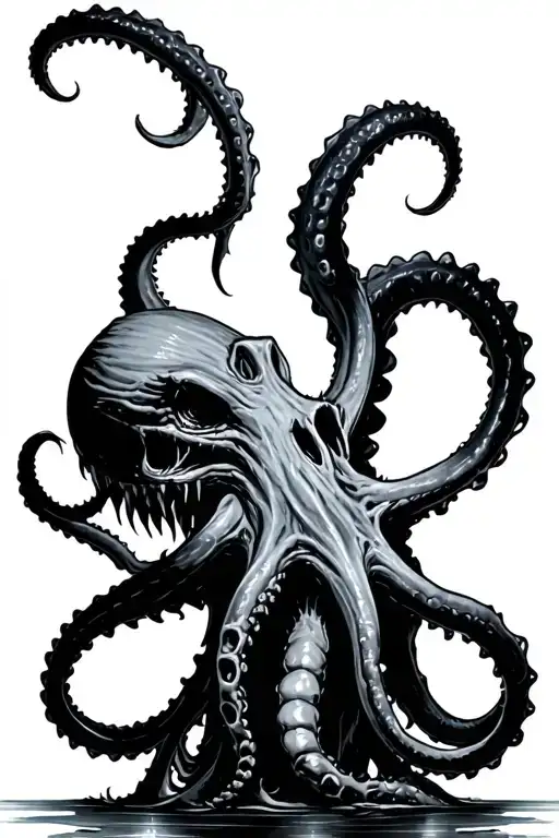 kraken black and grey tattoo design idea
