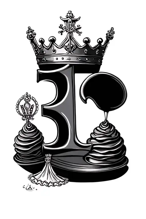 Number one, a brigadeiro and a simple princess and crown. tattoo design idea