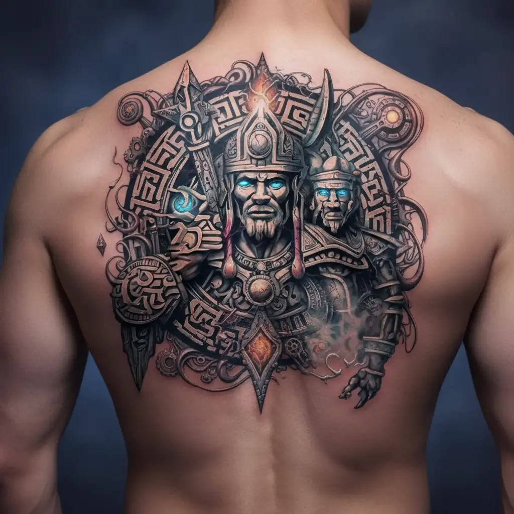 inca warrior runes of machu pichu and sun god and the tattoo design idea