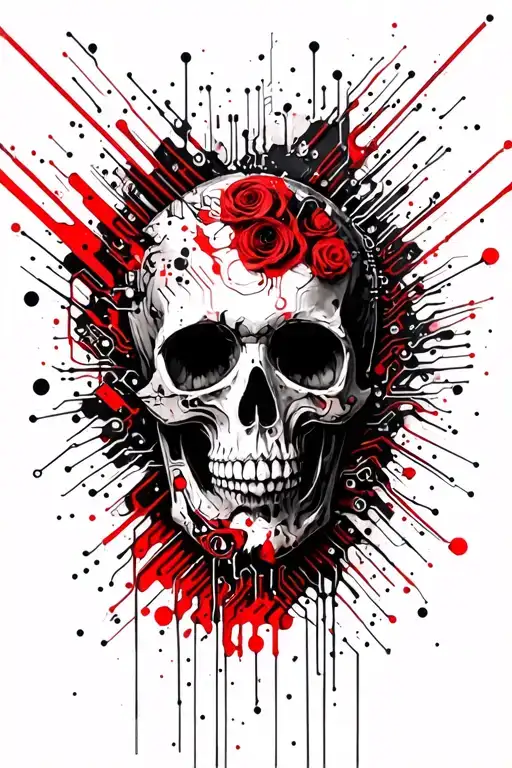 memento mori written in circuit board tattoo design idea