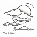 cloud and sun in black and white in japanese style with the sentence This too shall pass tattoo design idea