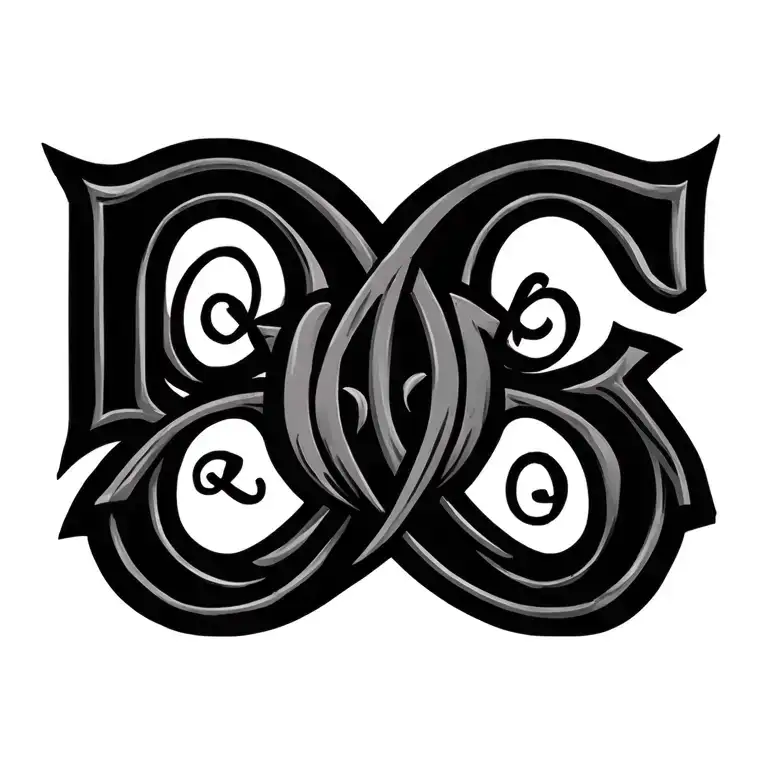 5 kids initials intertwined tattoo design idea