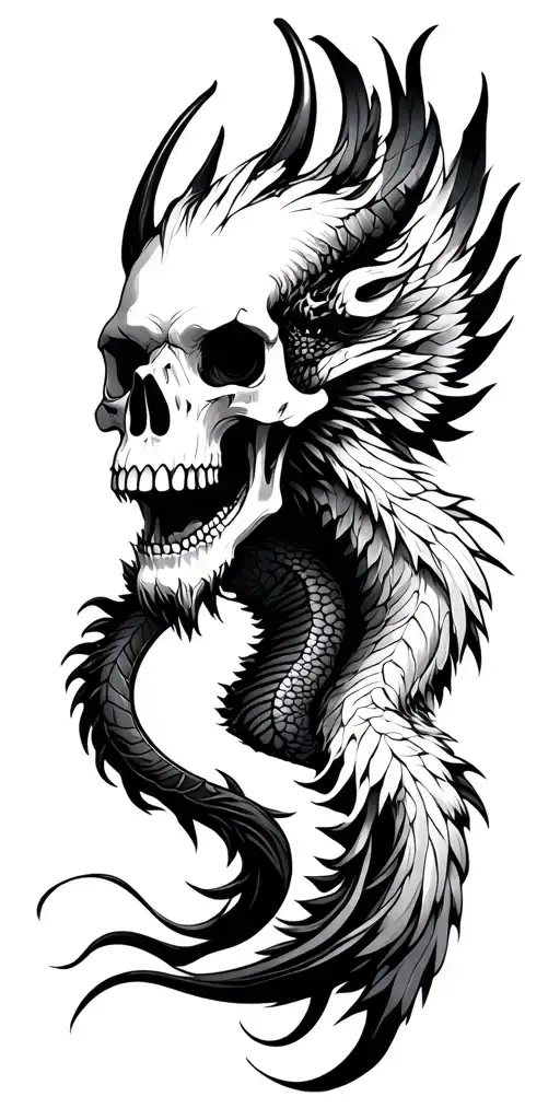 skull phenix navy bull dragon samurai ronin warrior tattoo design idea