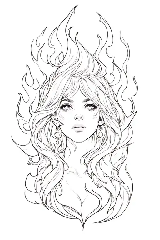 "For what ?" Flame Girly Tattoo tattoo design idea