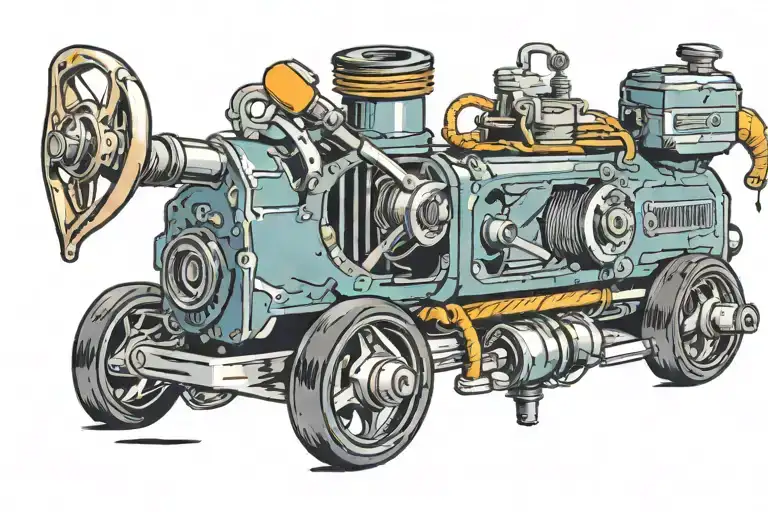 tattoo machine with wheels as it was driving away into sunset tattoo design idea