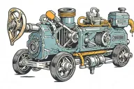 tattoo machine with wheels as it was driving away into sunset tattoo design idea