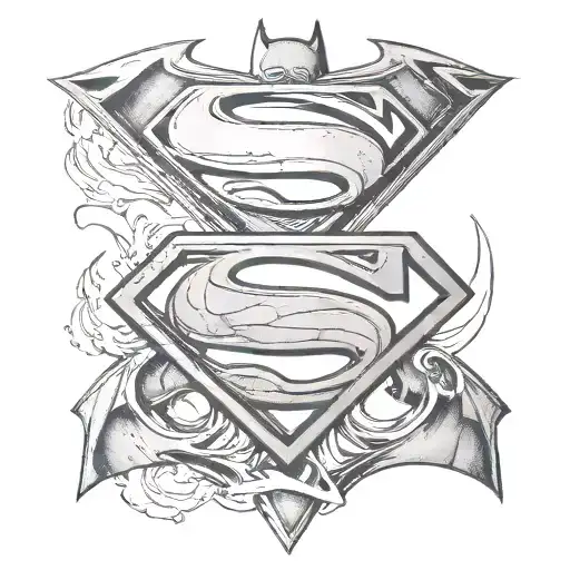 Batman logo and Superman mix tattoo design idea